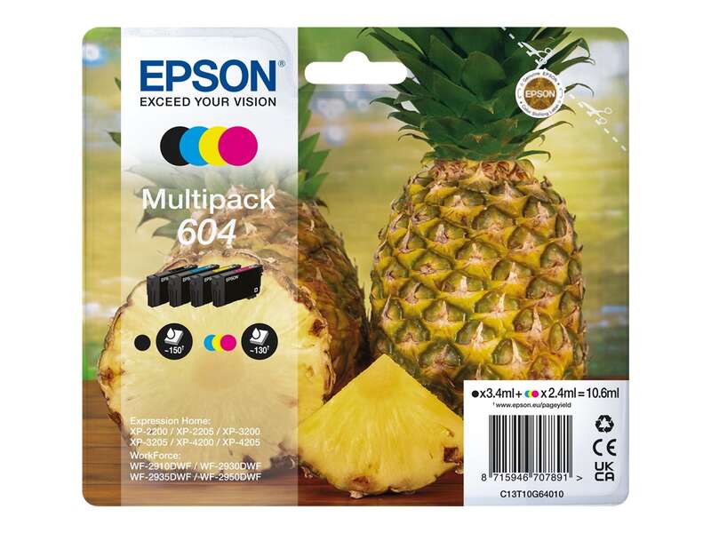 Epson 604 BK C M Y kit 4 cartouches ( Remplace Epson 604 BK, C, M, Y, 604XL BK, C, M, Y ) ananas (copie)