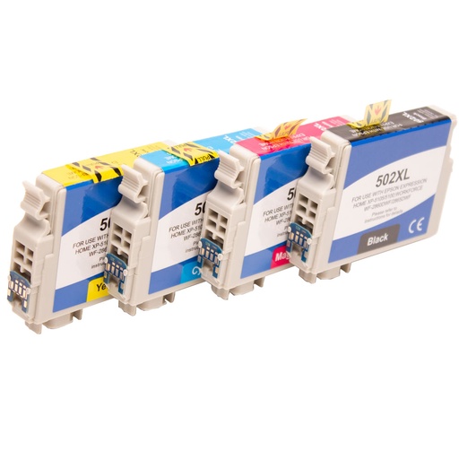 Elios 502XL BK C M Y kit 4 cartouches ( Remplace Epson 502 BK, C, M, Y, 502XL BK, C, M, Y ) BK : 13ml / Couleur 13ml