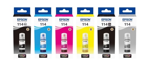 EPSON 114 kit 6 encres - 6 x 70 ml ( BK, PHBK, C, M, Y, GY )