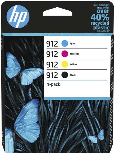 HP 912 kit 4 encres BK : 8,3ml / Couleurs 2,9ml